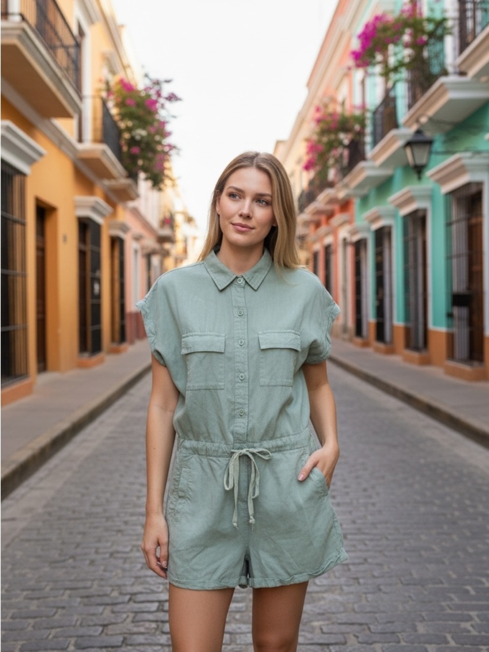 Saks Fifth Avenue Sage Utility Romper s
